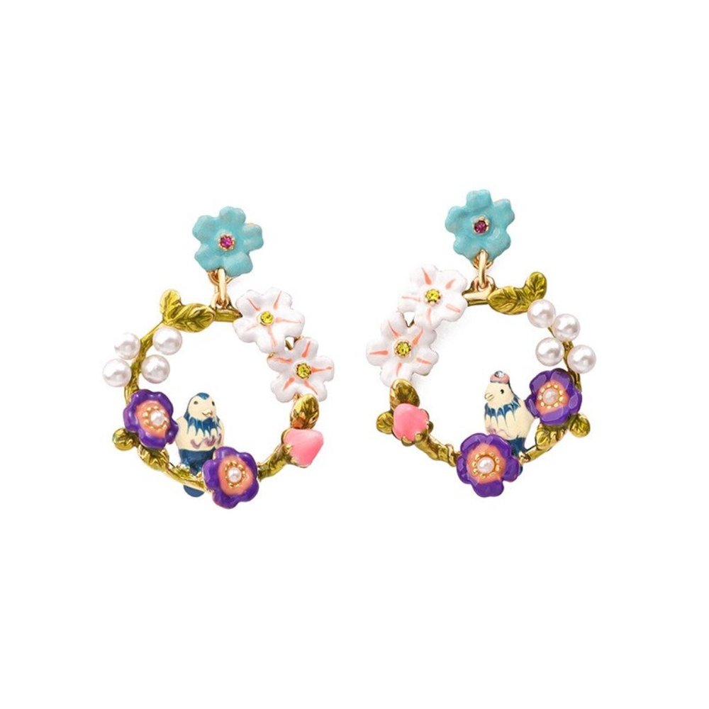 Les Nereides Tit On Flowered Branch Stud Earrings